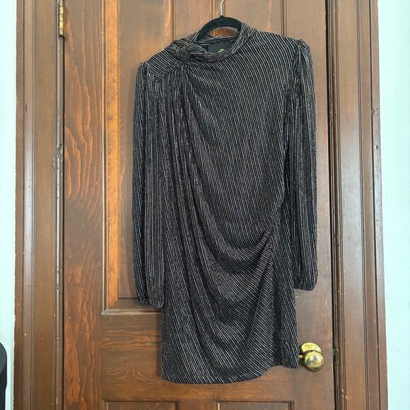 ✨ Marc Jacobs Metallic Disco Mini Dress Gold/Silver Puff Shoulder - Picture 2 of 9